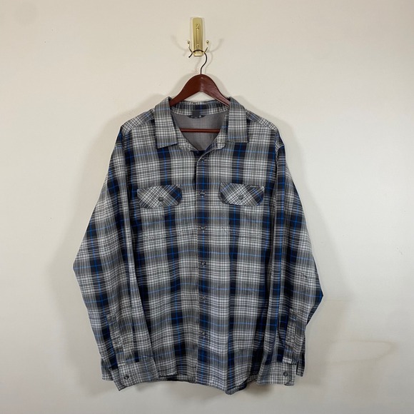 Eddie Bauer Other - Eddie Bauer Mens 2XL Plaid Long Sleeve Button‎ Down Shirt Gray Blue Gorpcore